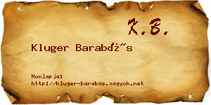 Kluger Barabás névjegykártya